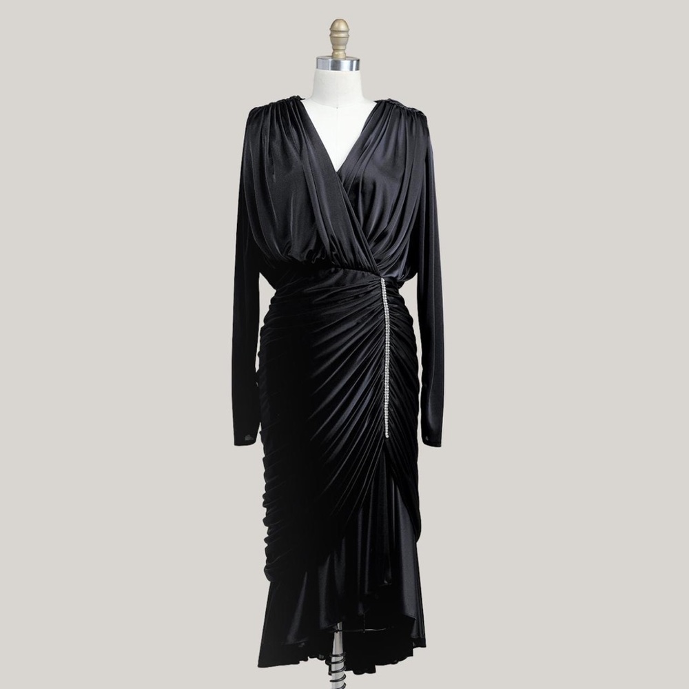 80s Rhinestone Ruched Dress